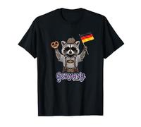 Funny Germany Raccoon with German Dish And Outfit Maglietta