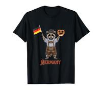 Funny Germany Raccoon with German Dish And Outfit Maglietta