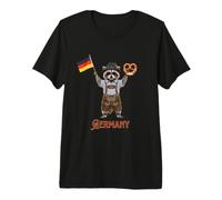 Funny Germany Raccoon with German Dish And Outfit Maglietta Premium