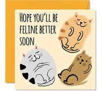 Funny Get Well Soon Cards for Women - Cat Feline Better - Get Well Cards for Men Speedy Recovery Card 145mm Joke Humour Get Well Biglietti di auguri fratello sorella collega migliore amico