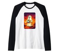 Funny Ghost Beach Volleyball Player Halloween Volleyball Maglia con Maniche Raglan