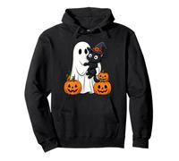 Funny Ghost Cat Pumpkin Halloween Children's Uomo Donna Felpa con Cappuccio