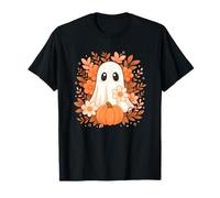 Funny Ghost with Pumpkin Floral Lover Halloween Fall Autumn Maglietta