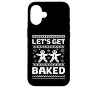Funny Gingerbread Let's Get Baked Holiday Party Design Style Custodia per iPhone 16