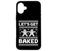 Funny Gingerbread Let's Get Baked Holiday Party Design Style Custodia per iPhone 16 Plus