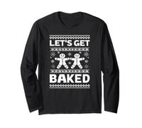 Funny Gingerbread Let's Get Baked Holiday Party Design Style Maglia a Manica