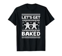 Funny Gingerbread Let's Get Baked Holiday Party Design Style Maglietta
