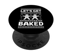 Funny Gingerbread Let's Get Baked Holiday Party Design Style PopSockets PopGrip Adesivo