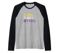 Funny Girl Boy Tired Nonbinary Pride Quote Non-Binary Flag Maglia con Maniche Raglan