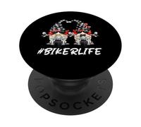Funny Gnome Love Riding Motorcycle Skull Chopper Bikerlife PopSockets PopGrip Adesivo