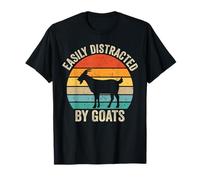 Funny Goat Lover Easily Distracted by Goats Retro Animal Maglietta