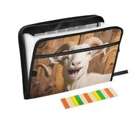 Funny Goat Ridere Hanging File Folder 13 Tasche A4 Lettera Formato con Chiusura a Cerniera per Casa Ufficio Viaggi Espansione Appeso Cartella di File Carpetas de