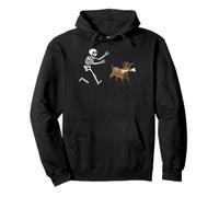 Funny Goat Running Skeleton Halloween Felpa con Cappuccio