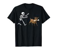 Funny Goat Running Skeleton Halloween Maglietta
