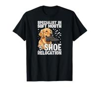 Funny Golden Retriever Soft Mouth Shoe Relocation Dog Maglietta