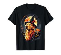 Funny Golden Retriever Witch Pumpkins Halloween Dog Lover Maglietta