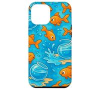 Funny Goldfish Cartoon Leaping Splash Pet Chaos Art Custodia per iPhone 12 Pro Max