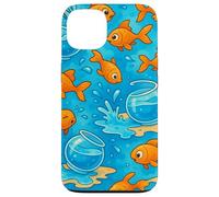 Funny Goldfish Cartoon Leaping Splash Pet Chaos Art Custodia per iPhone 13