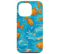 Funny Goldfish Cartoon Leaping Splash Pet Chaos Art Custodia per iPhone 13 Pro