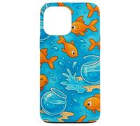 Funny Goldfish Cartoon Leaping Splash Pet Chaos Art Custodia per iPhone 13 Pro Max