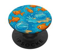Funny Goldfish Cartoon Leaping Splash Pet Chaos Art PopSockets PopGrip Adesivo