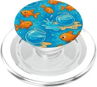Funny Goldfish Cartoon Leaping Splash Pet Chaos Art PopSockets PopGrip per MagSafe