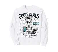 Funny Good Girls Leggi Libri Spicy Gothic Skeleton Bookworm Felpa
