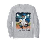 Funny Goose Baseball Stadium Spectator Vivo Qui Ora Maglia a Manica