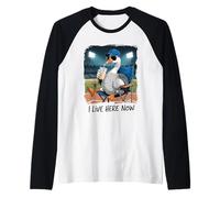 Funny Goose Baseball Stadium Spectator Vivo Qui Ora Maglia con Maniche Raglan