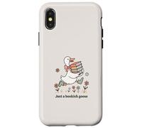 Funny Goose with Books Cute Bookworm Reader Custodia per iPhone X/XS