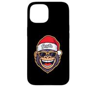 Funny Gorilla Christmas Santa Hat Sunglasses Holiday Xmas Custodia per iPhone 15