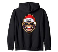Funny Gorilla Christmas Santa Hat Sunglasses Holiday Xmas Felpa con Cappuccio