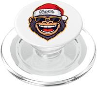 Funny Gorilla Christmas Santa Hat Sunglasses Holiday Xmas PopSockets PopGrip per MagSafe