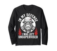 Funny Gorilla in My Defense I Was Left Unsupervised Apparel Maglia a Manica
