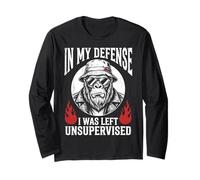 Funny Gorilla in My Defense I Was Left Unsupervised Apparel Maglia a Manica