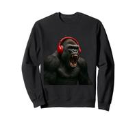 Funny Gorilla Monkey Ascolto Cuffie Felpa