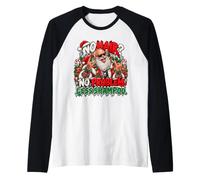 Funny Gothic Christmas Santa No Hair No Problem Punk Rock Maglia con Maniche Raglan