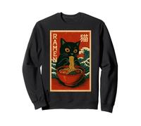 Funny Graphic Vintage Cat Ramen Japanese Ukiyo-e Woodblock Felpa
