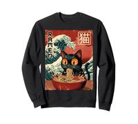 Funny Graphic Vintage Cat Ramen Japanese Ukiyo-e Woodblock Felpa