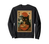 Funny Graphic Vintage Cat Ramen Japanese Ukiyo-e Woodblock Felpa