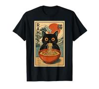 Funny Graphic Vintage Cat Ramen Japanese Ukiyo-e Woodblock Maglietta