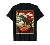Funny Graphic Vintage Cat Ramen Japanese Ukiyo-e Woodblock Maglietta