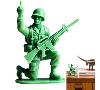 Funny Green Soldier Statue, Middle Finger Action Figure Ornament, Humorous Navy Man Toy Figurine on Desktop Display, Novelty Collectible Decor for Desk, Gag Gift, and Party Decoration