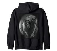 Funny Grim Reaper Cat Dark Humor Halloween Graphic Men Felpa con Cappuccio