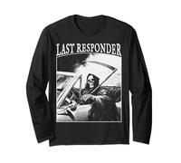 Funny Grim Reaper Last Responder Vintage Dad Goth Graphic Maglia a Manica