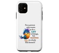 Funny Grumpy Bird Graphic Lazy Quote Procrastinator Custodia per iPhone 11