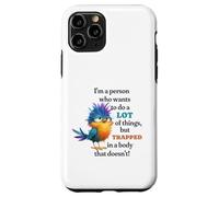 Funny Grumpy Bird Graphic Lazy Quote Procrastinator Custodia per iPhone 11 Pro