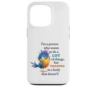 Funny Grumpy Bird Graphic Lazy Quote Procrastinator Custodia per iPhone 13 Pro