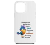 Funny Grumpy Bird Graphic Lazy Quote Procrastinator Custodia per iPhone 13 Pro Max