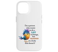 Funny Grumpy Bird Graphic Lazy Quote Procrastinator Custodia per iPhone 14